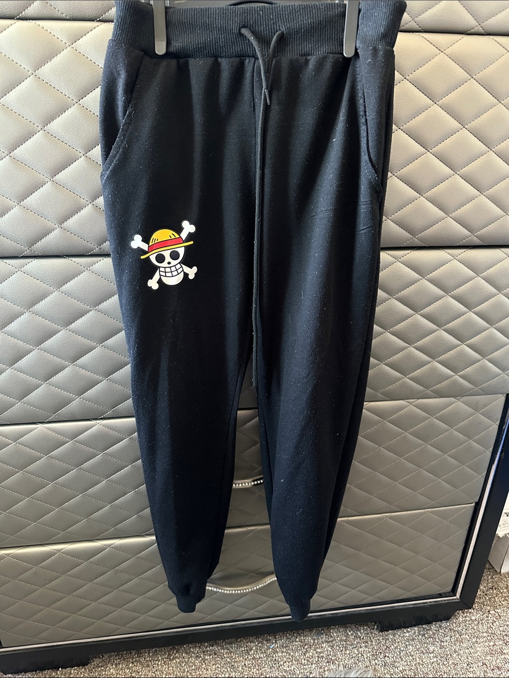 Black Kids Sweatpants with Pirate Skull Graphic